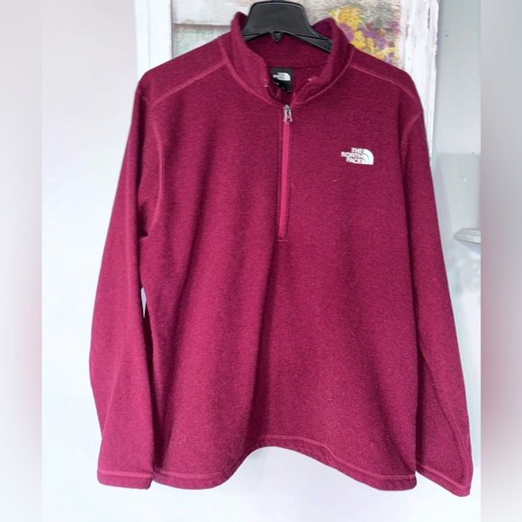 North Face Men’s Sweatshirt 1/4 Zip Textured Cap Rock Burgundy XXL Polyester - Picture 2 of 5